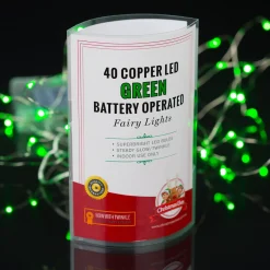 40 Led Copper Battery Operated Fairy Lights - Green