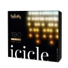 190 Led Twinkly App Controlled Smart Icicle Lights Warm White - Clear Wire