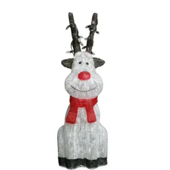 Acrylic Light Up Sitting Red Nose Reindeer - 91Cm