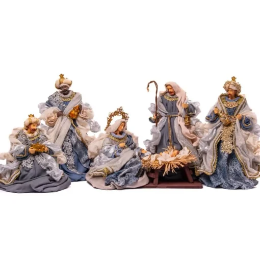 Blue Grey Matthias Nativity Set (Set Of 6) - 35Cm