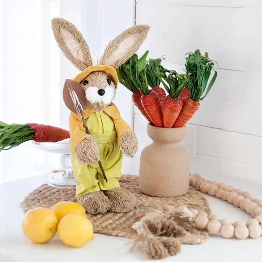Brown Jute Easter Bunny With Spade - 37Cm