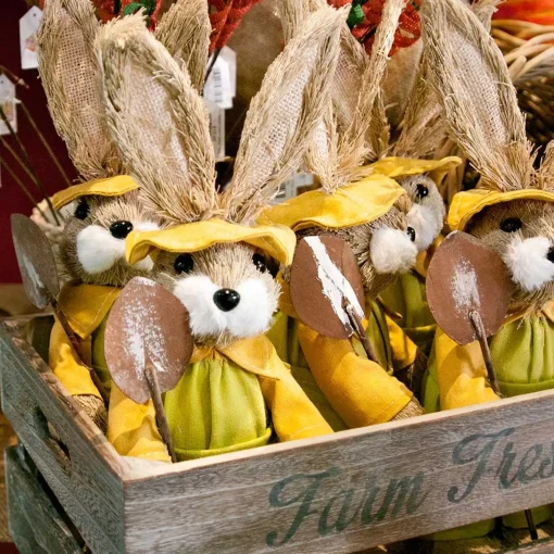 Brown Jute Easter Bunny With Spade - 37Cm