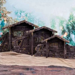 Brown Nativity Stable - 45Cm