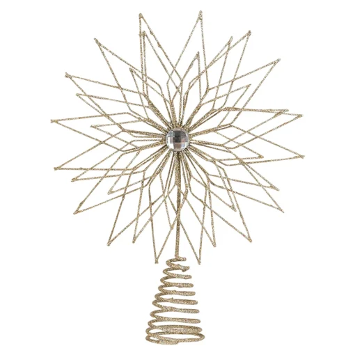 Champagne Flowerburst Wire Tree Topper - 30Cm