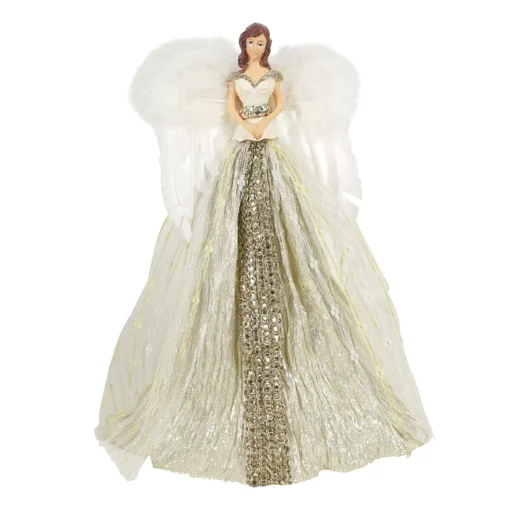 Champagne With White Wings Angel Tree Topper - 30Cm