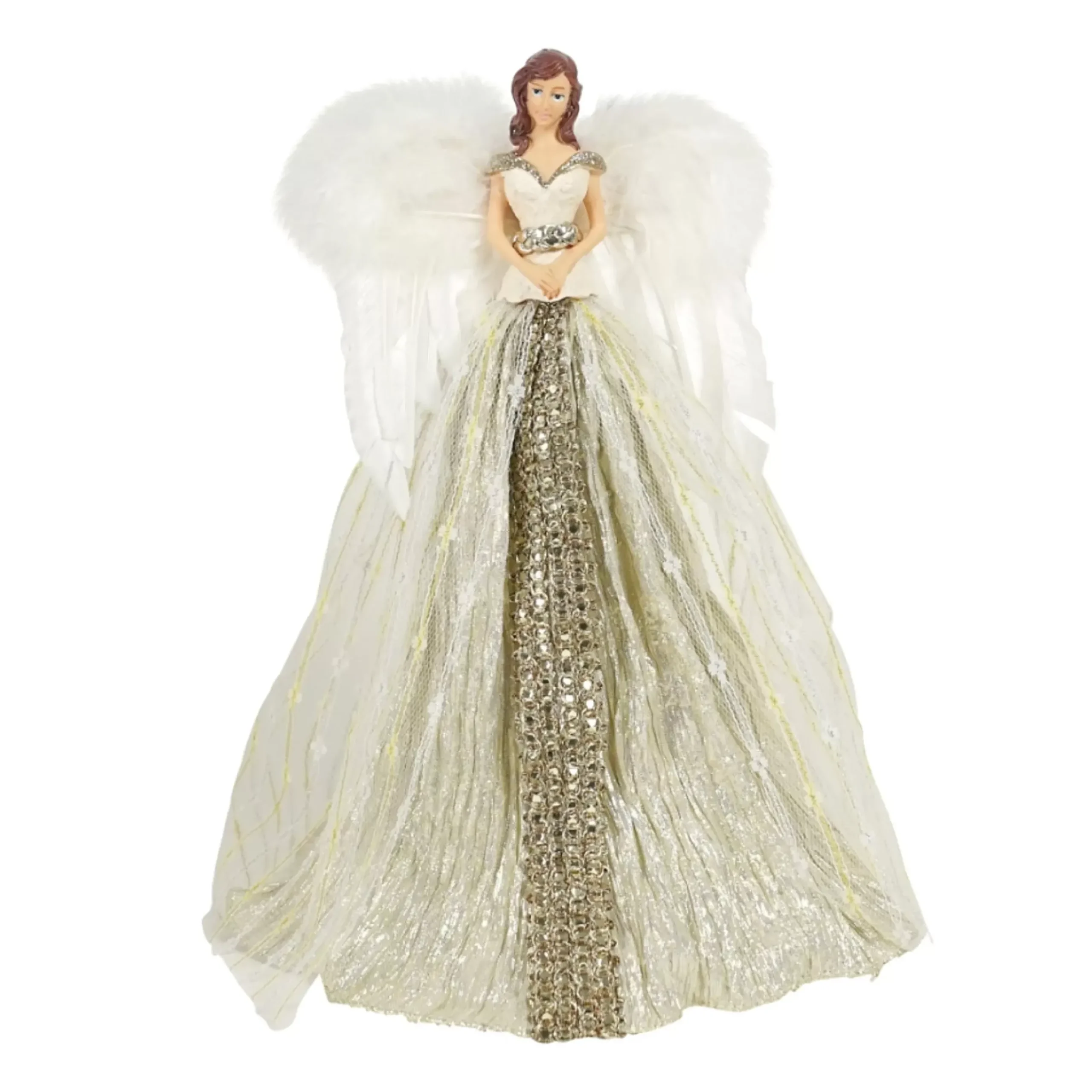 Champagne With White Wings Angel Tree Topper - 30Cm