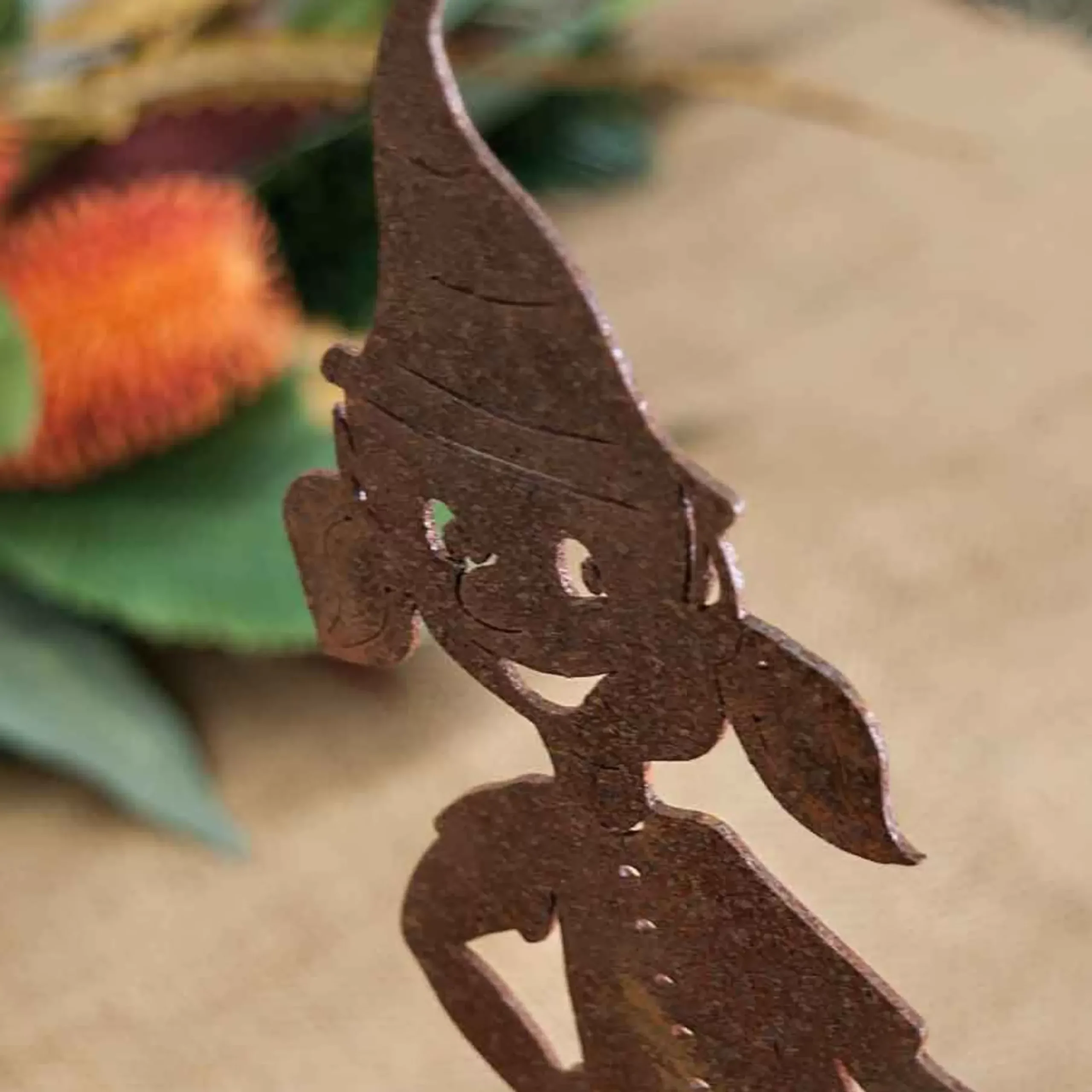 Christmas Elf Girl Garden Art On Stand - 27Cm