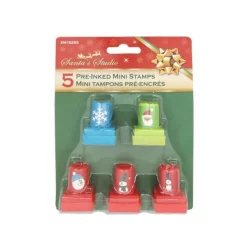 Christmas Stamps With Mini Pre-Ink Pad (Pack Of 5)