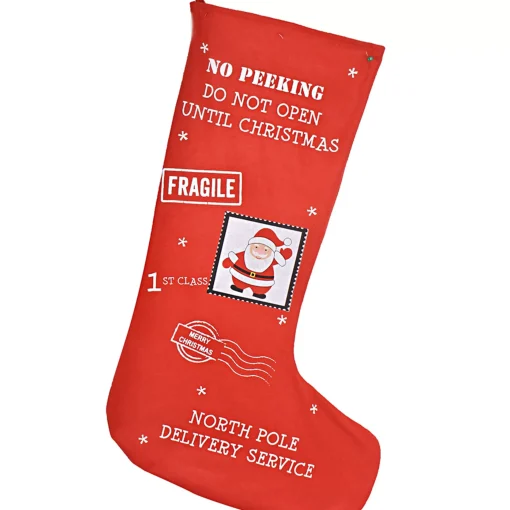 Christmas Stocking With Santa Postage Stamp - 100Cm