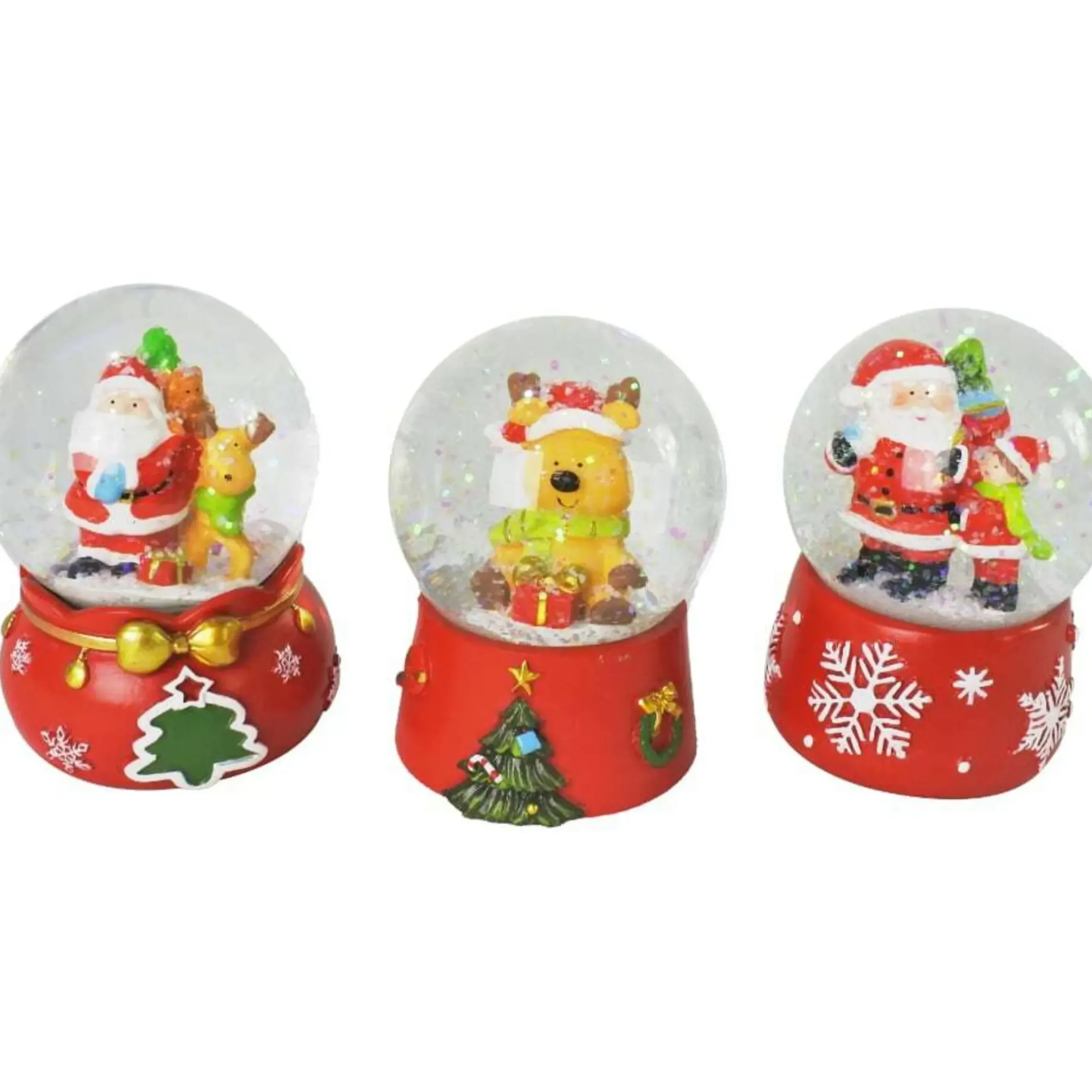 Christmas Waterball On Red Base (3 Styles) - 6.5Cm