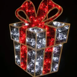 2D White Red Light Up Gift Box - 122Cm