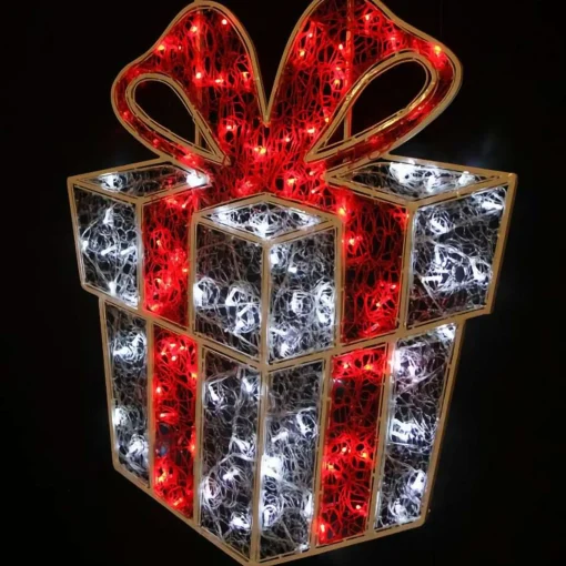 2D White Red Light Up Gift Box - 122Cm