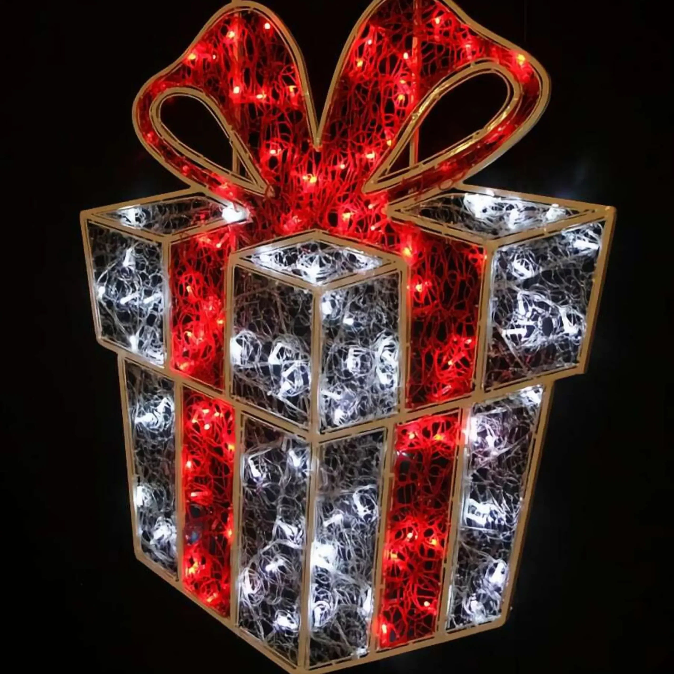 2D White Red Light Up Gift Box - 122Cm