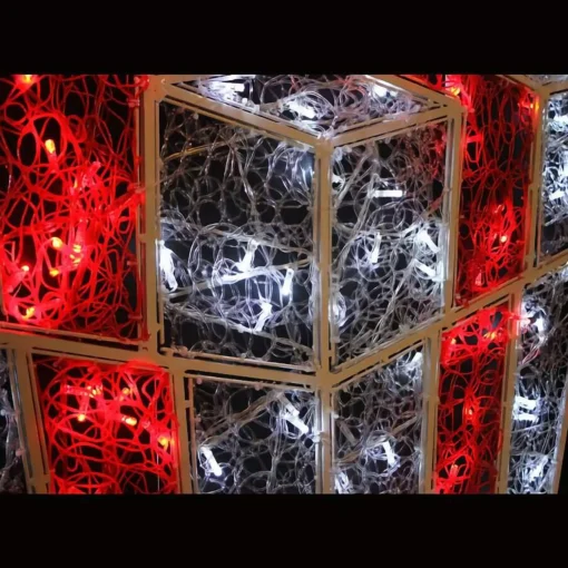 2D White Red Light Up Gift Box - 122Cm