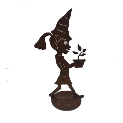 Girl Garden Elf On Stand Garden Art - 28Cm