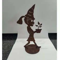 Girl Garden Elf On Stand Garden Art - 28Cm