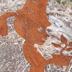 Girl Garden Elf On Stand Garden Art - 28Cm