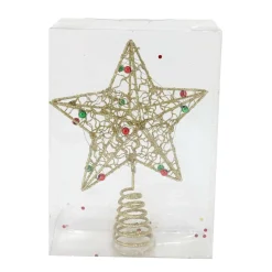 Glitter Beaded Star Christmas Tree Topper - 16Cm