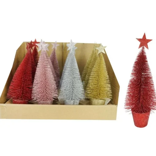 Glitter Tree With Star (4 Colours) - 25Cm