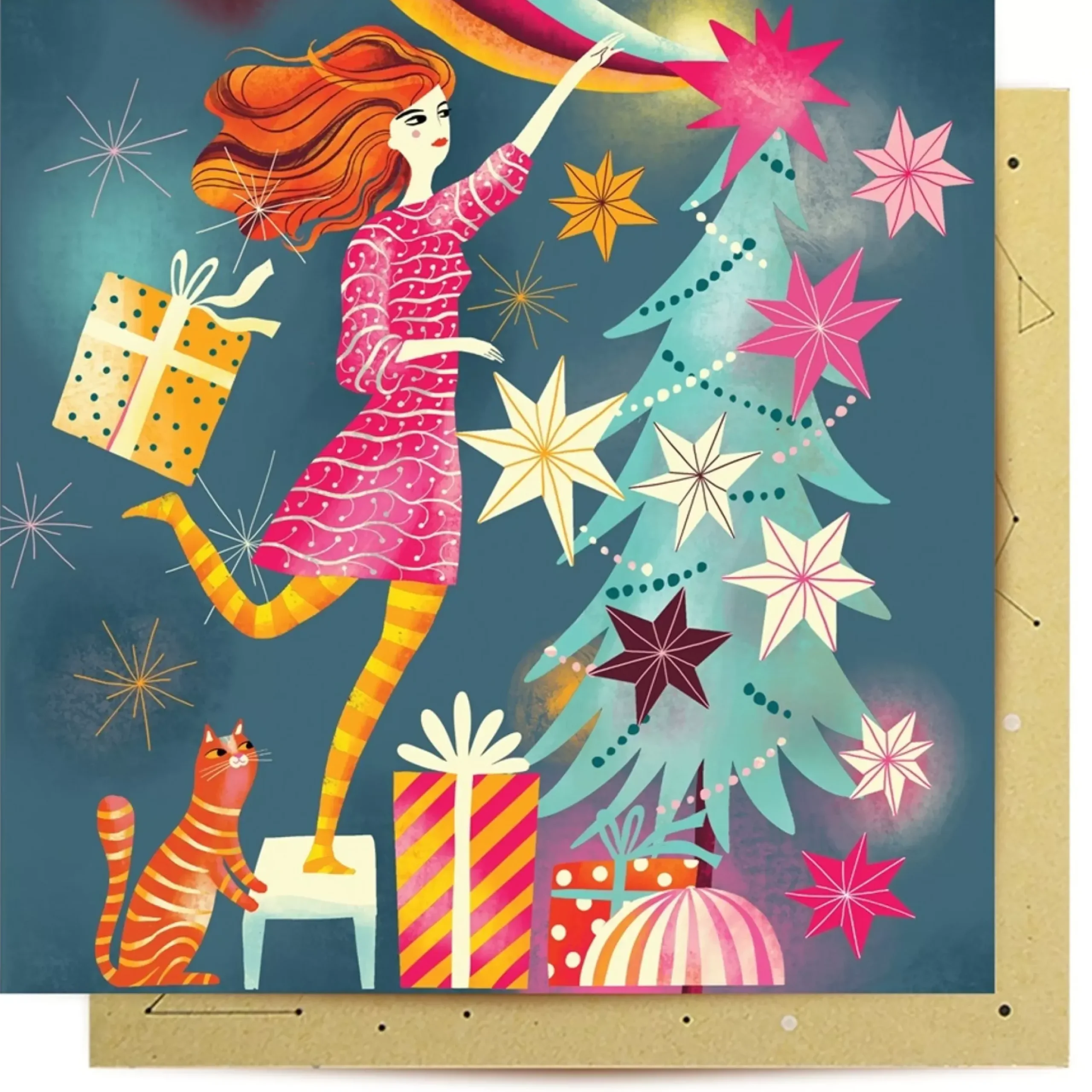 Greeting Card Christmas Stars - 14Cm