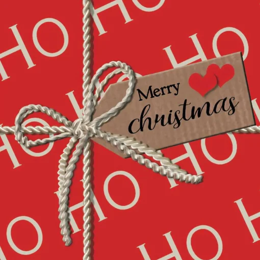 Ho Ho Ho Gift Red Luncheon Napkin (Pack Of 20) - 33Cm