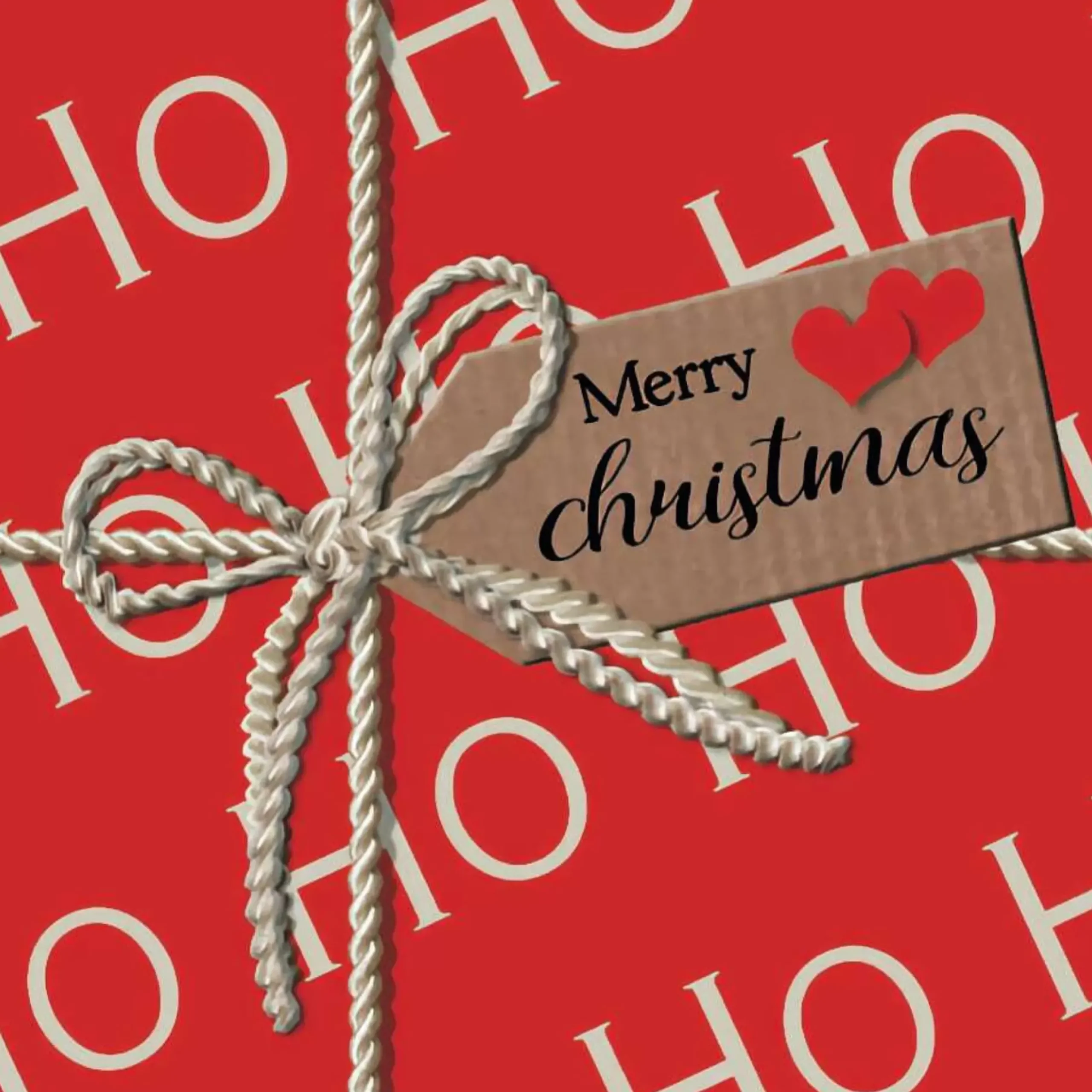 Ho Ho Ho Gift Red Luncheon Napkin (Pack Of 20) - 33Cm