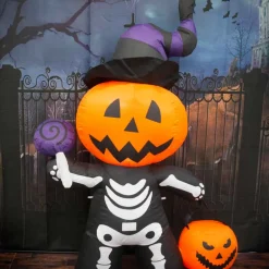 Inflatable Skeleton Pumpkin - 180Cm