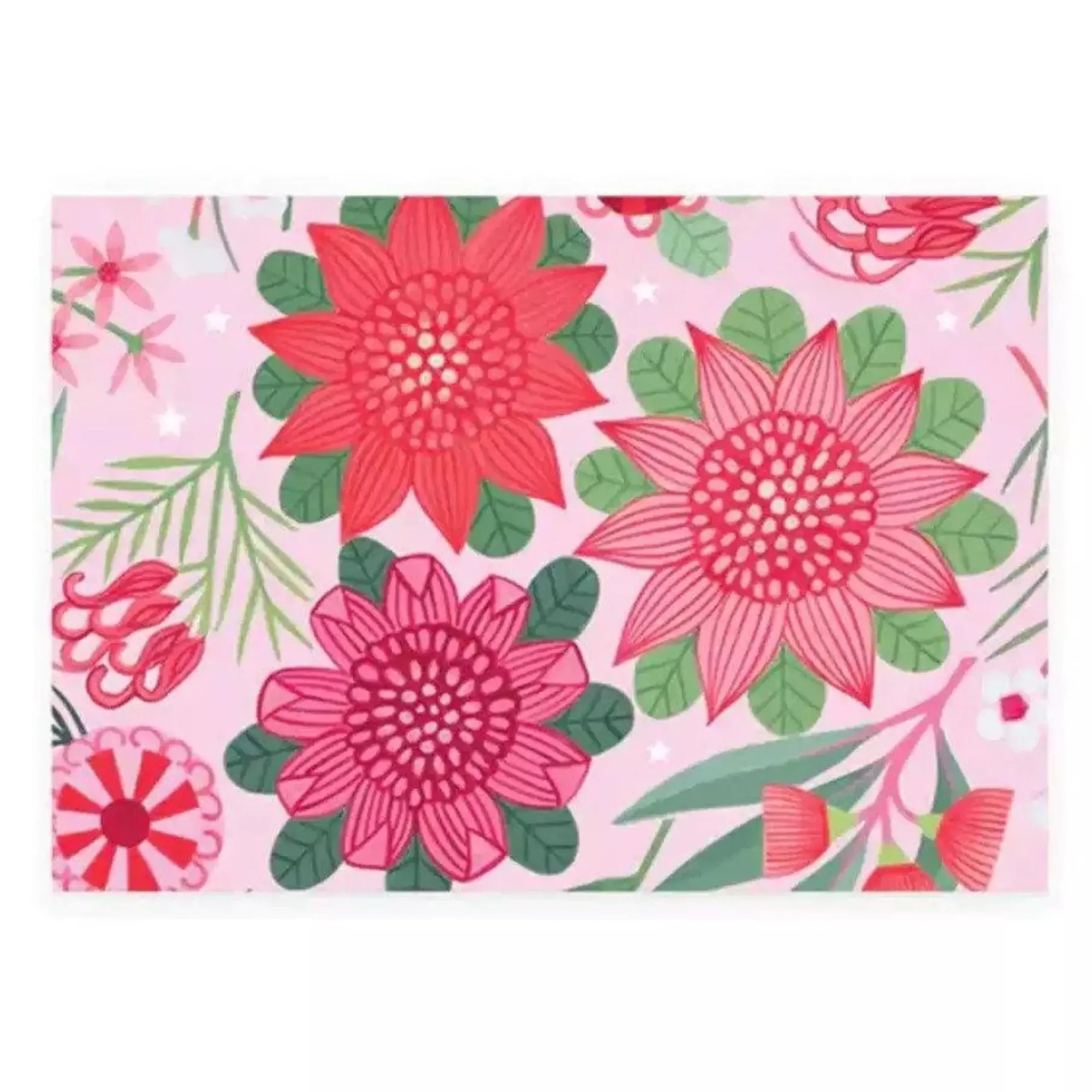 Joyful Waratahs Folded Christmas Wrapping Paper - 70Cm