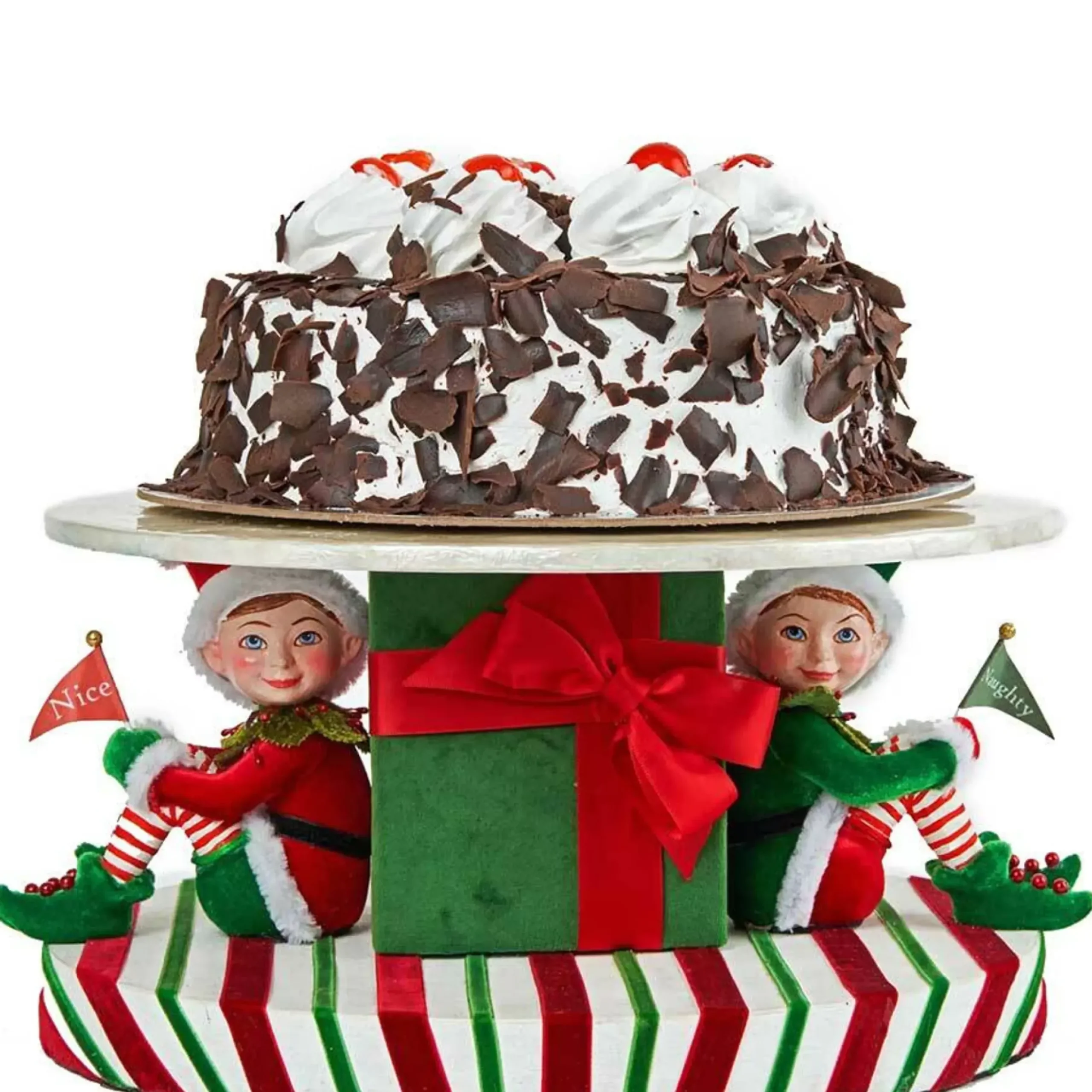 Katherine's Naughty And Nice Cake Stand (Santa's Coming To Town) - 33.5Cm