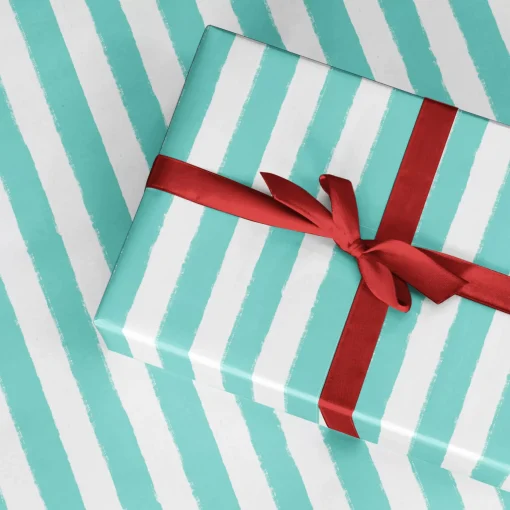 La La Land Turqoise Stripe Wrapping Paper Roll - 70Cm