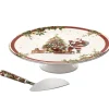 Ladelle Ashdene Spirit Of Christmas Footed Cake Stand And Server Set