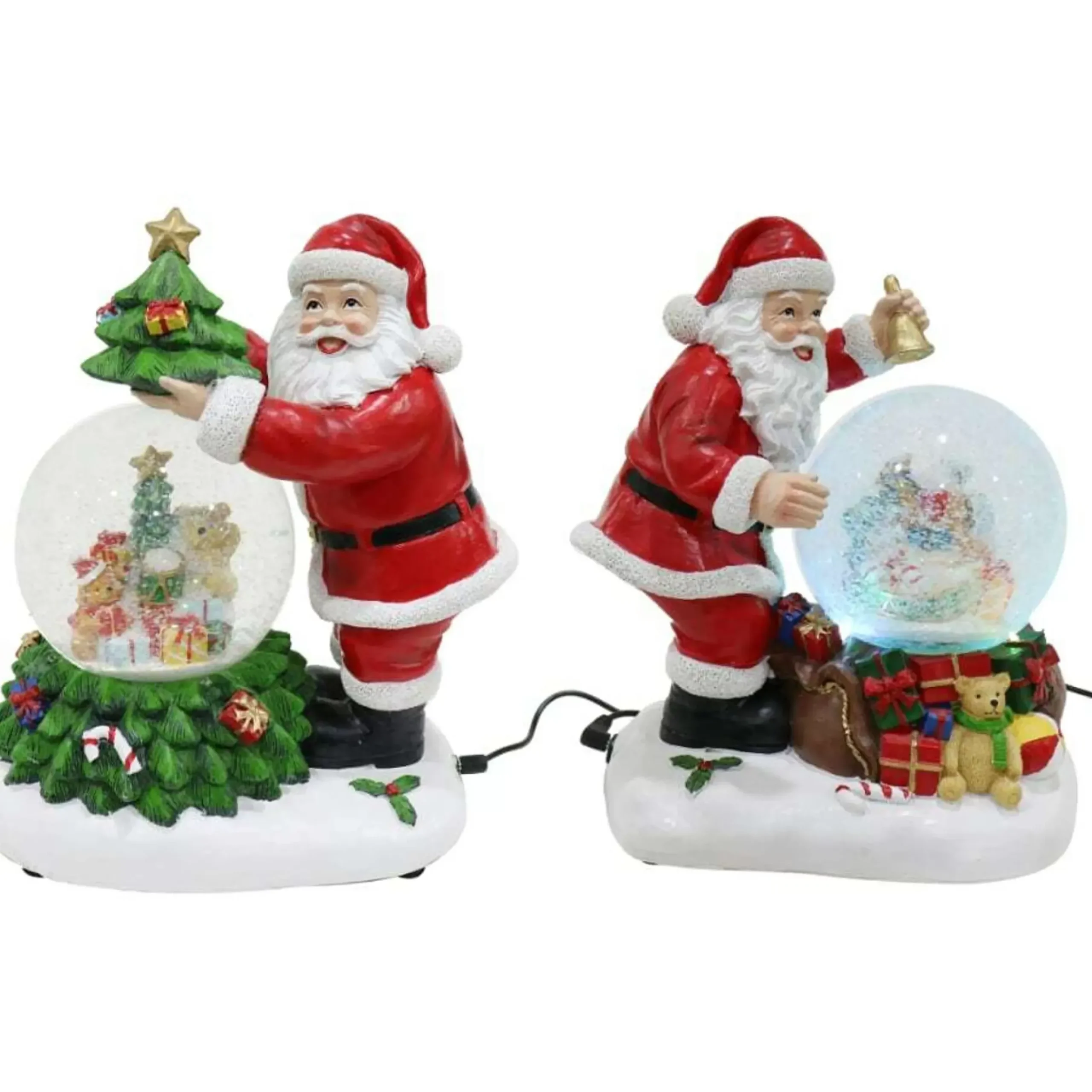 Light Up Musical Santa Waterball Scene (2 Styles) - 27Cm