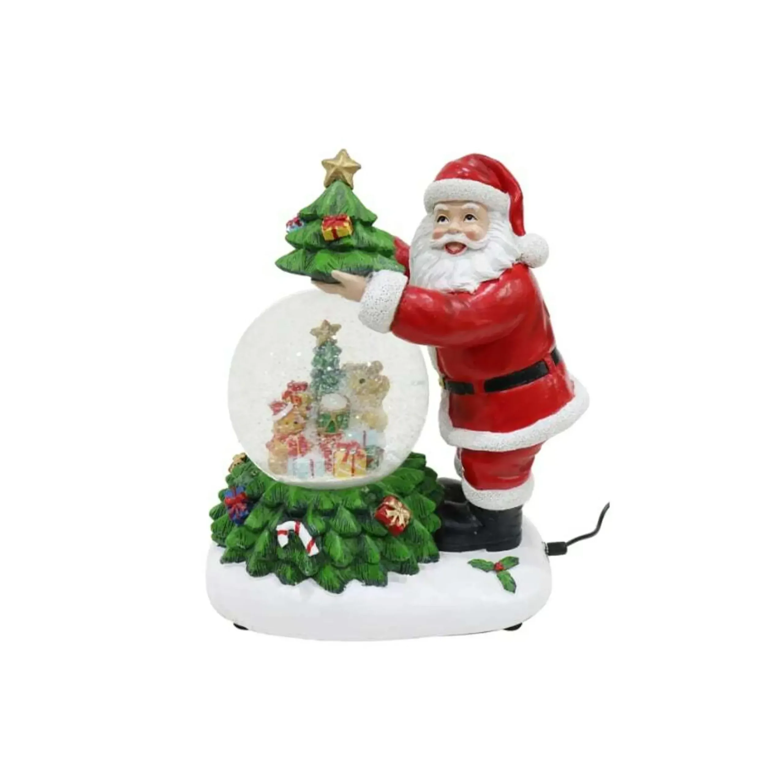 Light Up Musical Santa Waterball Scene (2 Styles) - 27Cm
