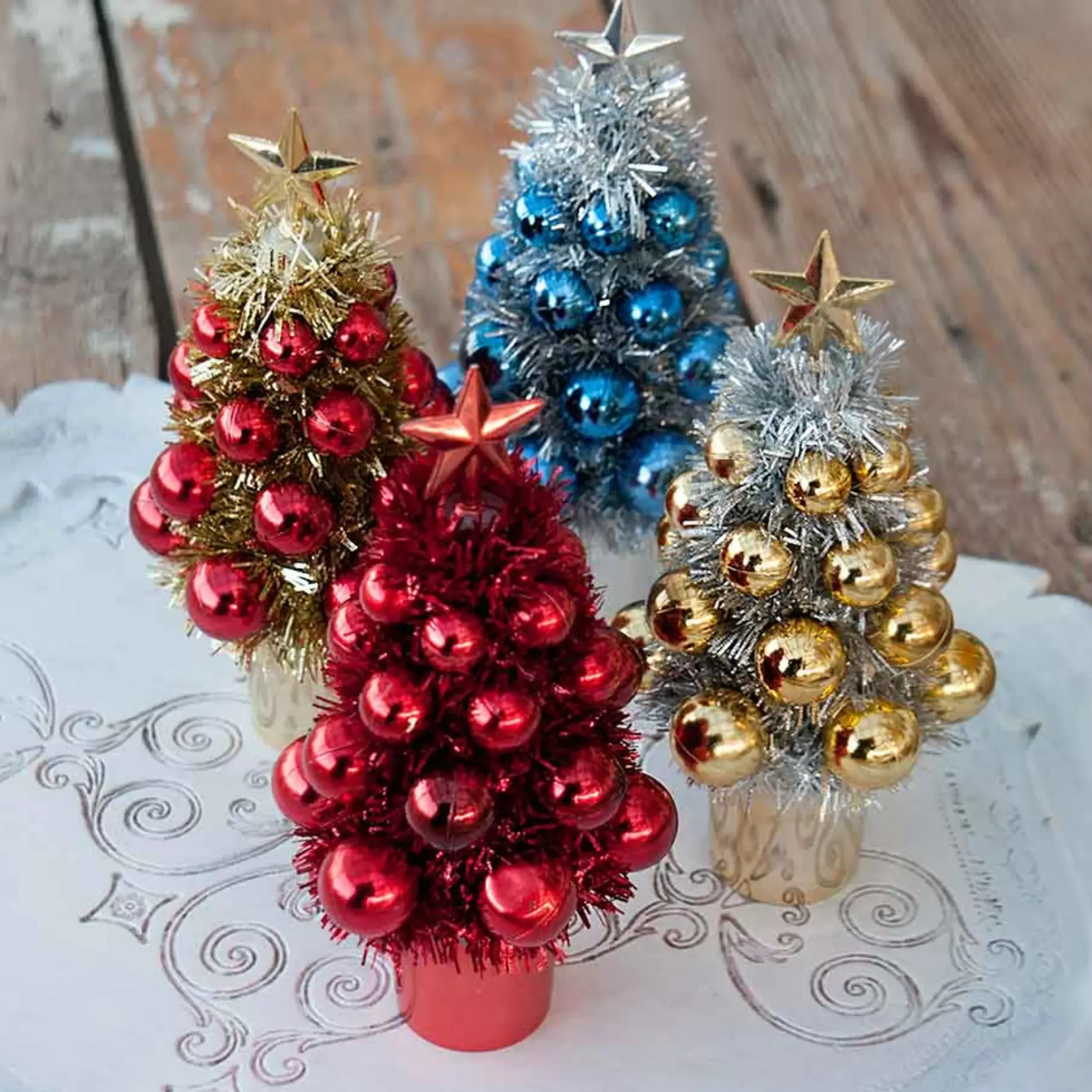 Mini Tinsel Christmas Tree In Pot - 16Cm