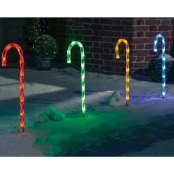 Multicolour Connectable Candy Cane Lights (Set Of 4) - 58Cm
