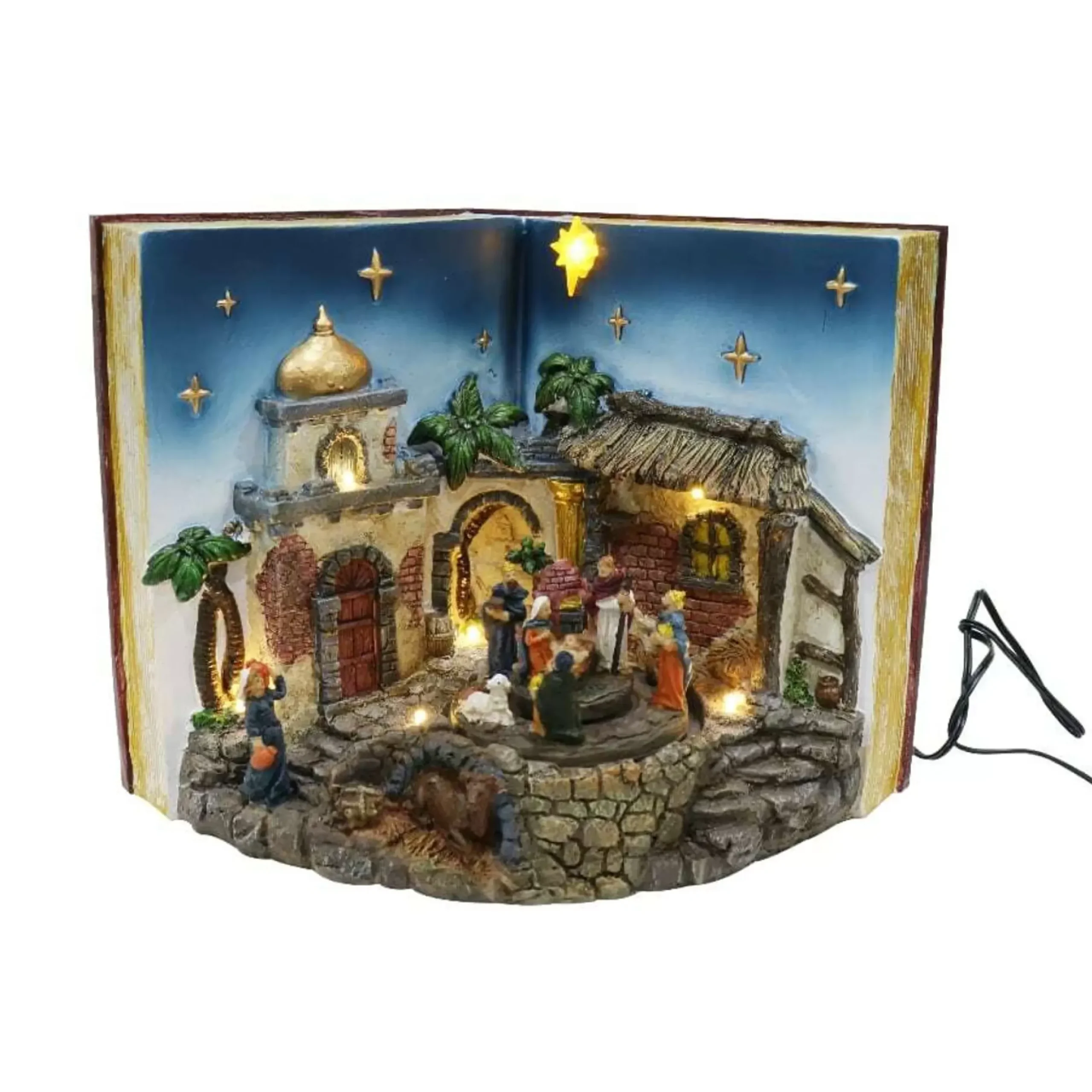 Nativity Book Scene Led Musical Rotating - 31Cm