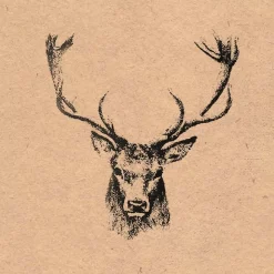 Natural Reindeer Head Luncheon Napkins (Pack Of 20) - 33Cm