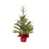 Olive Green Norway Spruce Pine Tree With Red Jute Base - 56Cm