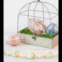 Pink Green Glass Melt Egg - 12Cm