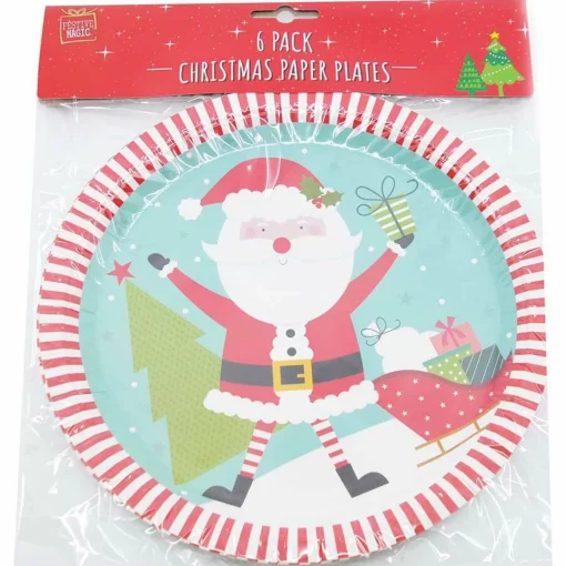 Plates Printed Designs (4 Styles / Pack Of 6) - 23Cm