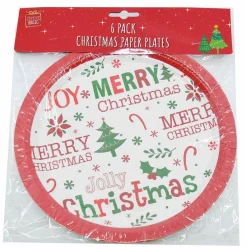 Plates Printed Designs (4 Styles / Pack Of 6) - 23Cm