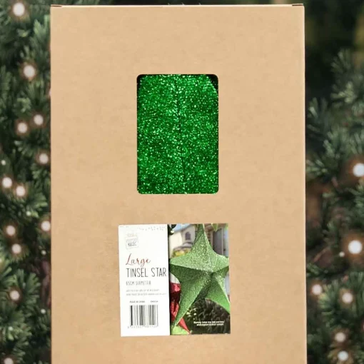 Pop-Up Tinsel Star Green - 65Cm