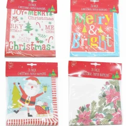 Printed Christmas Paper Napkins (4 Styles) - 20 Pack