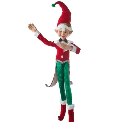 Raz Imports Green Velvet Best Dressed Christmas Elf - 76Cm