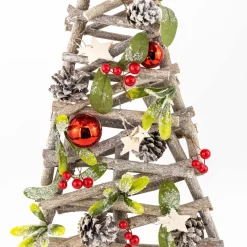 Red Bauble And Pinecone Twig Tree - 68Cm