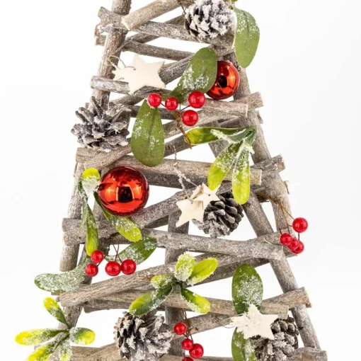Red Bauble And Pinecone Twig Tree - 68Cm