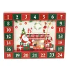 Red Christmas Advent Calendar With Backlit Santa Elf Scene - 35.5Cm