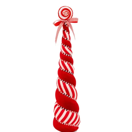 Red White Candy Swirl Cone Tree - 50Cm