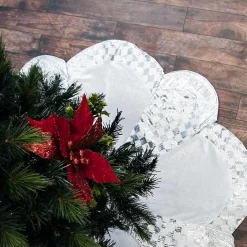 Silver White Tree Skirt - 120Cm