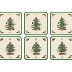 Spode Christmas Tree Coasters (Set Of 6)